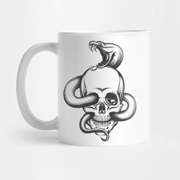 Snake and Skull Engraving Illustration by devaleta